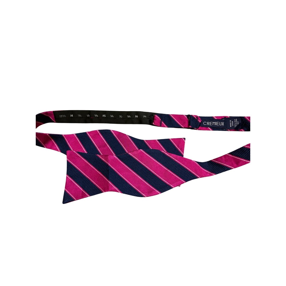 Cremieux Mens Silk Self-Tie Bow Tie Pink Navy Blue Striped Adjustable NWT